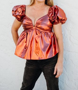 BuddyLove Houston Puff Sleeve Top In Bronze