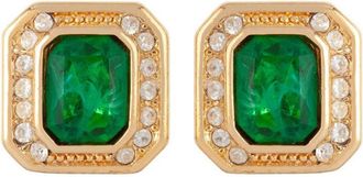 Susan Caplan Vintage 1980s Vintage Christian Dior Faux Emerald Earrings - Gold - One Size