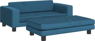 vidaXL Sof&aacute; Para Ni&ntilde;os Con Reposapi&eacute;s Terciopelo Azul 100x50x30 Cm Vidaxl