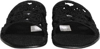 Dolce & Gabbana Mens Black Fabric Woven Slides Sandals Flats Shoes