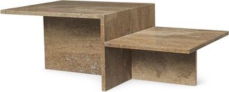 Ferm Living Distinct Couchtisch, dunkelbraun Travertin-Stein
