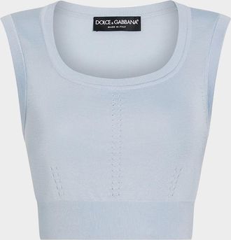 Dolce & Gabbana Pointelle Knit Crop Sleeveless Sweater