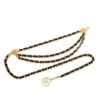 Chanel Pre-owned Leather Woven Chain Link Belt - female - Chanel Vintage - Vintage Belts - Multicolor - ONE SIZE - Pre-owned