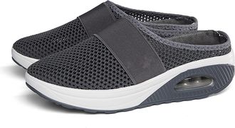 Generic 2025 Air Cushion Slip-On Walking Shoes Orthopedic Diabetic Walking Shoes, Air Cushion Shoes for Women, Mesh Orthopedic (Dark Gray,7.5)