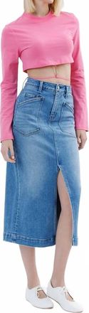 Flying Monkey High Rise Utility Midi Skirt In Blue