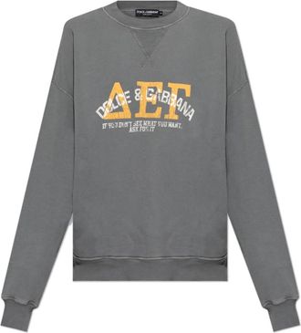 Dolce & Gabbana Gedrukte sweatshirt - Heren - Sweatshirts - Grijs - S - Katoen - Hoodies & sweatvesten