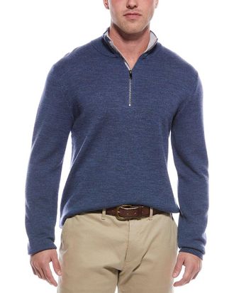 Magaschoni Merino Wool-Blend 1/4-Zip Mock Neck Sweater