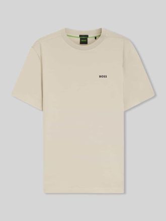 HUGO BOSS Regular Fit T-Shirt aus Baumwoll-Mix in Beige, Gr&ouml;&szlig;e XXXL