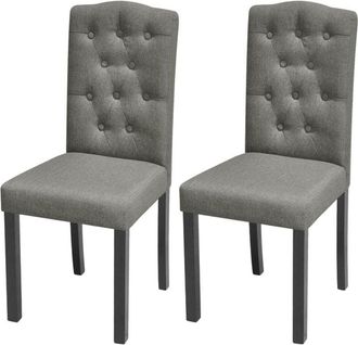 vidaXL Sillas de comedor 2 unidades tela gris Vidaxl