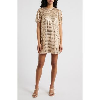 Saylor Stara Sequin Cocktail Shift Minidress in Gold at Nordstrom, Size X-Small