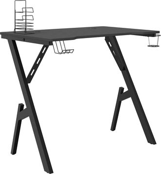 vidaXL Vidaxl - Escritorio Gaming Con Patas En Forma De Y Negro 90x60x75 Cm