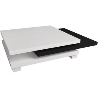Habitat et Jardin Tavolino Elena - 80 x 80 x 32 cm - Bianco / Nero