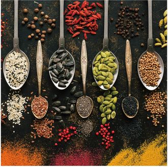 Schubiger M&ouml;bel Digitaldruck auf Glas Antike L&ouml;ffel mit Gew&uuml;rzen 4