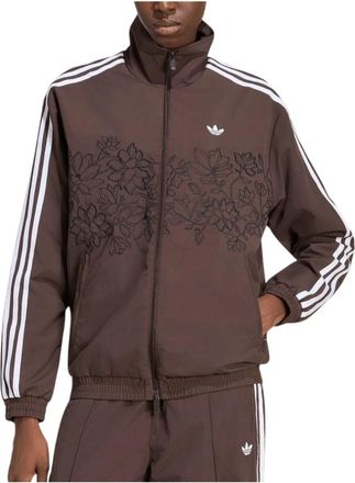 adidas Floral GFX Firebird Loose Track Jacket - Dames - Sportshirts - Bruin - L - Polyester - Fitness