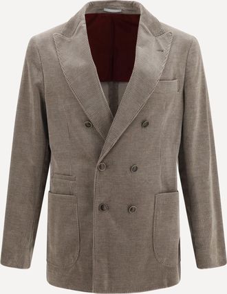 Brunello Cucinelli Giacca doppiopetto in velluto a costine Man 54