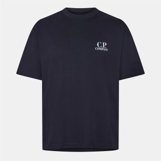 C.P. Company Mens Double Logo Tee in Ttl Eclipse 888 - Blue - Size Small