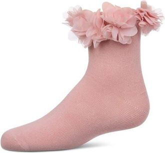 MeMoi Floral Halo Anklet Socks in Blush Pink at Nordstrom, Size 6-12M
