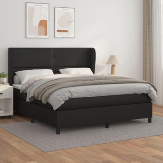 vidaXL Vidaxl - Cama Box Spring Con Colch&oacute;n Cuero Sint&eacute;tico Negro 180x200 Cm
