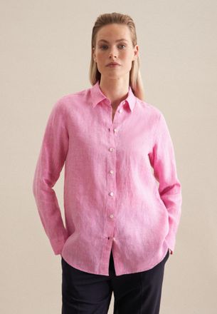 Seidensticker Hemdbluse SEIDENSTICKER Schwarze Rose, Damen, Gr. M38, rosa (pink), 100% Leinen, unifarben, regular fit, ohne Ausschnitt, Blusen Hemdbluse, Langarm Kr