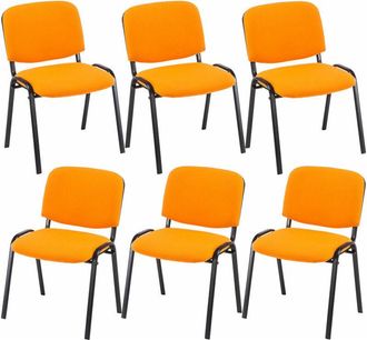Clp Set 6 Sillas De Conferencia Ken En Tela Naranja