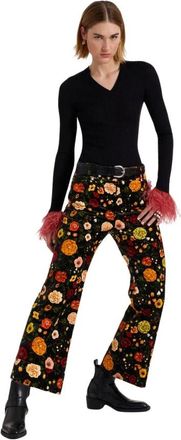 La DoubleJ Renaissance-ge&iuml;nspireerde Velvet Flare Broek - Dames - Wijde Broeken - Veelkleurig - M - Katoen - Broeken