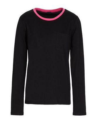 8 by YOOX ORGANIC COTTON JERSEY L/SLEEVE T-SHIRT W/ CONTRAST NECK TRIM