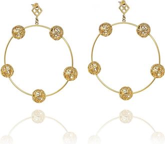Georgina Jewelry Womens Signature Sphere Dangle Hoops Earrings In Gold
