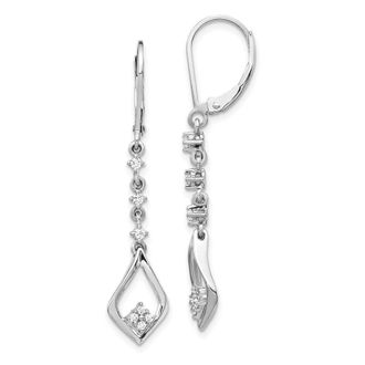 Diamond2Deal 14k White Gold 1/5 Ct Lab Grown Diamond Dangle Earrings Leverback