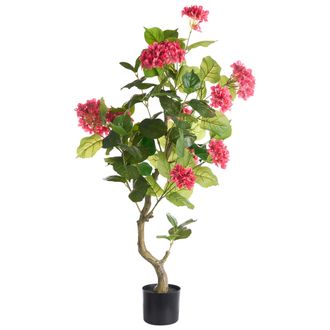 Beliani Planta Artificial En Maceta Con Flores Decoraci&oacute;n Moderna De Pl&aacute;stico Para Interiores Hecha A Mano 120 Cm Rojo Hortensium