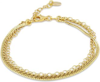 Savvy Cie Jewels 18K ITALIAN YELLOW GOLD PLATED OVER STERLING SILVER.925 MULTI CHAIN BRACELET