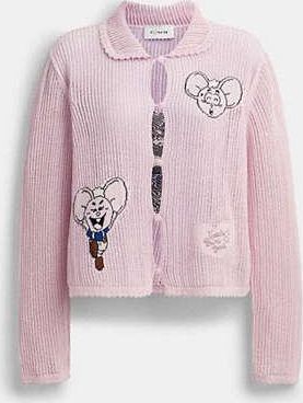 Coach Womens Coach | Brain Dead Kachi Mouse Cardigan in Pink, Size X-Large | Organic Cotton