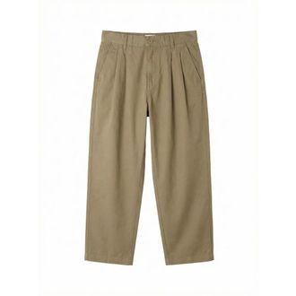 Obey Wide Trousers, male, Green, Size: W30 Foster Pleated Pant