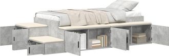 vidaXL Cama Con Almacenamiento Gris Concreto 234 X 118 X 53.5 Cm Vidaxl