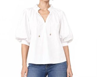 Vix Elaine Bohemian Puff Sleeve Blouse In White