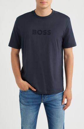 BOSS Terrace Logo Cotton Graphic T-Shirt in Dark Blue at Nordstrom, Size Xx-Large