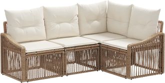 vidaXL Conjunto De Sof&aacute;s De Jard&iacute;n 4 Uds. Beige Rat&aacute;n Sint&eacute;tico Vidaxl