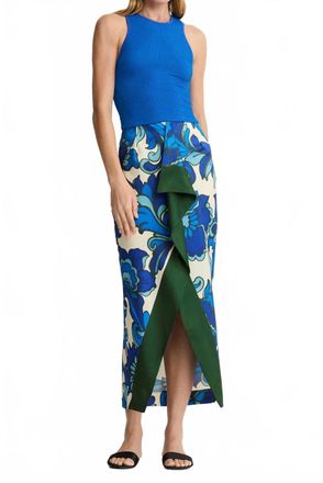 Smythe Front Ruffle Skirt In Aegean Multi