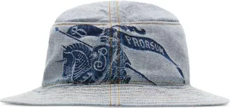 Burberry logo-print denim bucket hat - men - Cotton - S - Blue