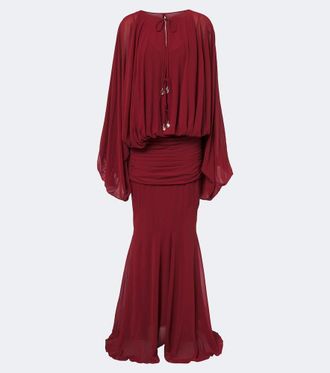 De La Vali Eulalia gathered chiffon maxi dress