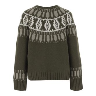 arch4 Cashmere Knitwear, female, Green, Size: XS Cashmere Sweater with Geometric Pattern