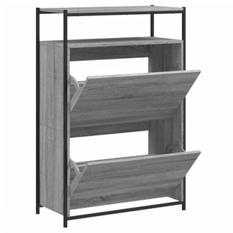 vidaXL Vidaxl - Zapatero De Madera De Ingenier&iacute;a Gris Sonoma 75x34x112 Cm