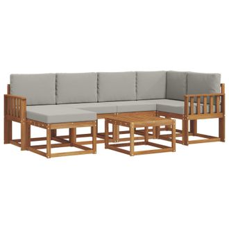vidaXL Set Di Divani Da Esterno 7 Pz Grigio Naturale E Chiaro Vidaxl