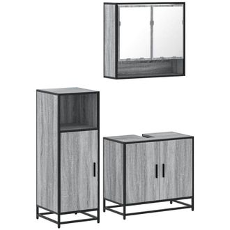 vidaXL Set De Muebles De Ba&ntilde;o 3 Pzas Madera Contrachapada Gris Sonoma Vidaxl