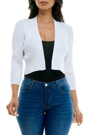 Nina Leonard Ribbed Bolero Cardigan in White at Nordstrom Rack, Size X-Large