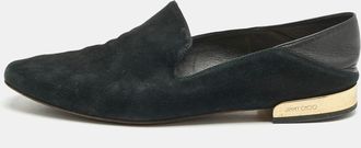 Jimmy Choo London Black Suede Jaida Slip On Smoking Slippers