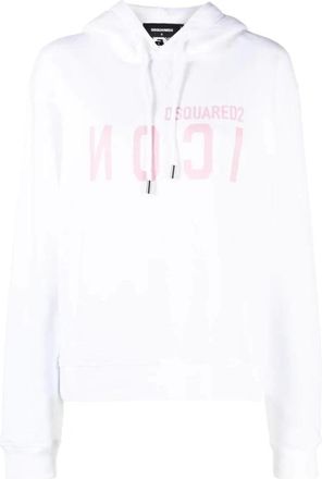 Dsquared2 Casual Wit Katoenen Sweatshirt - Dames - Hoodies - Wit - XS - Katoen - Hoodies & sweatvesten