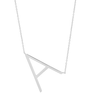 MAX + STONE Sterling Silver Large Sideways Block Letter Initial with Extendable Cable Chain, 16 to 18 inches