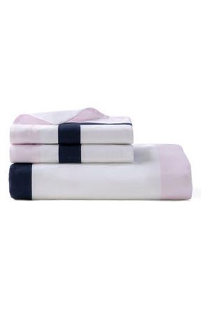 Brooks Brothers Double Border Turkish Cotton Sateen Duvet Cover & Sham Set in Pink at Nordstrom Rack, Size Queen