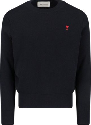 Ami Black Ami De Coeur Fitted Sweater