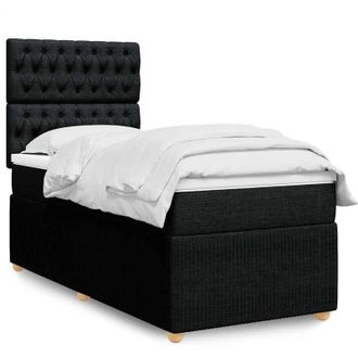 vidaXL Cama Box Spring Con Colch&oacute;n Tela Negro 90x200 Cm Vidaxl